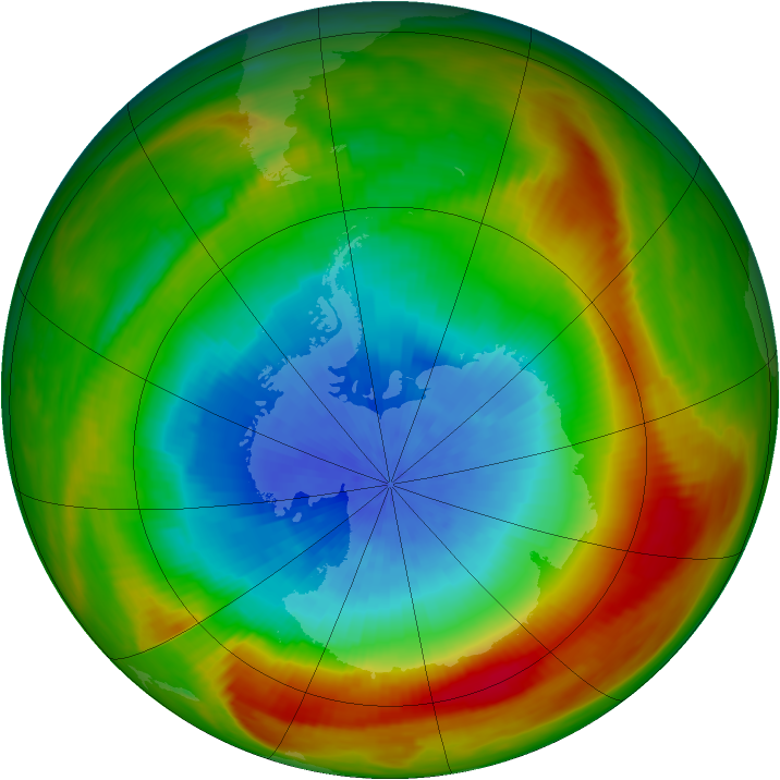 Antarctic ozone map for 10 October 1981